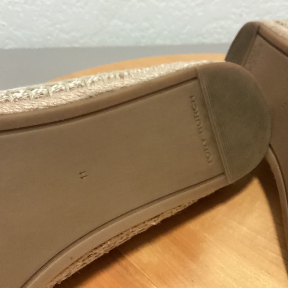 Tory Burch Women's‎ Cream Leather Espadrille Slip On Loafers Shoes Size 11M - Picture 5 of 14